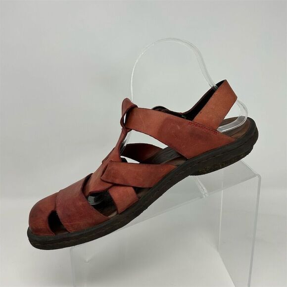 Born Women's Red Leather Slingback Fisherman Sandals Size 10 Summer Casual - Picture 4 of 13